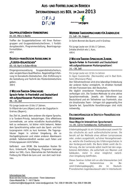 Kursprogramm 2013.pdf - Bund der Deutschen Landjugend