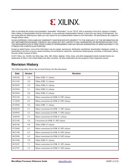 MicroBlaze Processor Reference Guide (UG081) - Xilinx