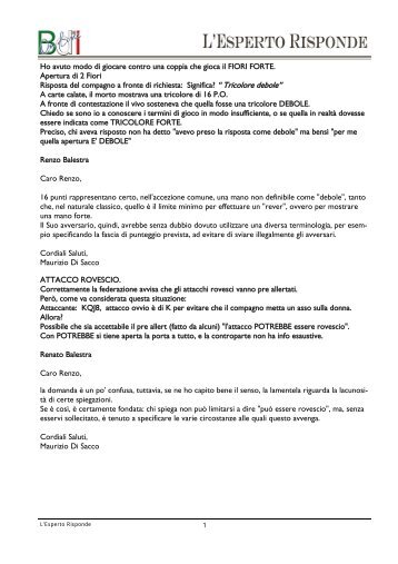 Balestra;Petrelli;Grossi;Giavoli - Federazione Italiana Gioco Bridge