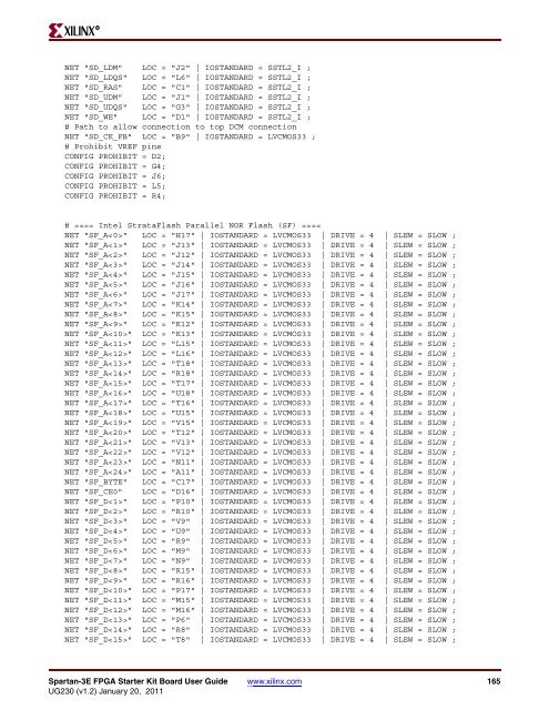 Xilinx UG230 Spartan-3E FPGA Starter Kit Board User Guide