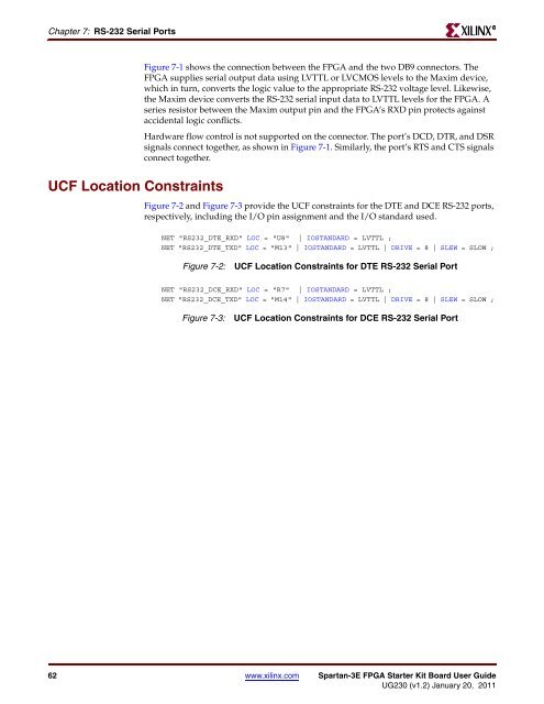 Xilinx UG230 Spartan-3E FPGA Starter Kit Board User Guide