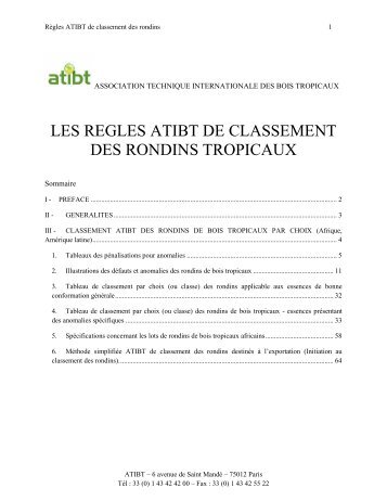 Règles de classement des grumes ATIBT