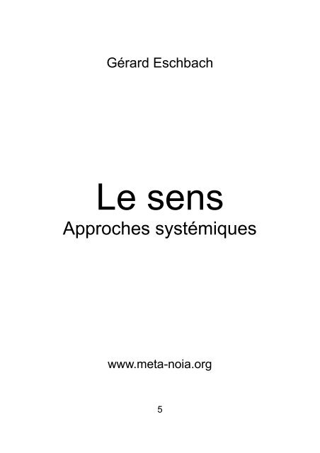 Le Sens - approches systémiques - Gerard Eschbach