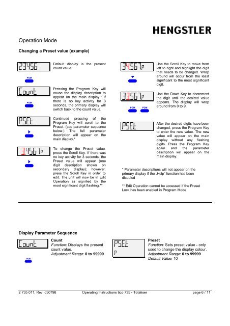 tico 735 totaliser manual - Hengstler Encoders