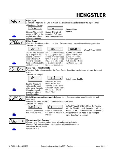 tico 735 totaliser manual - Hengstler Encoders