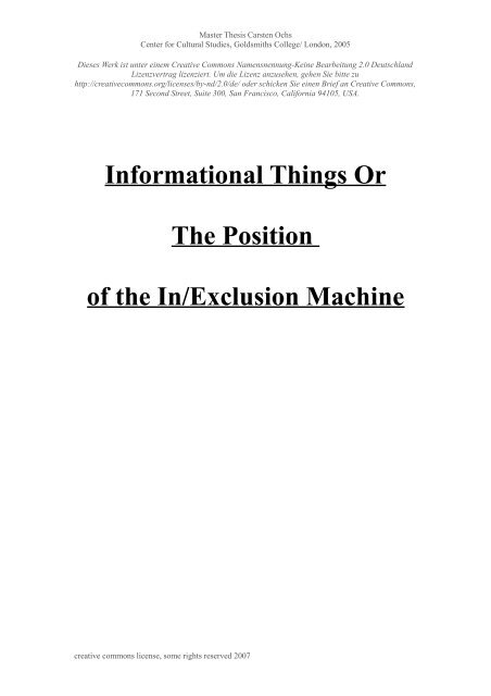 Informational Things Or The Position of the In/Exclusion ... - FAMe