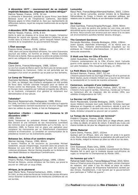 Programme du festival international du film d'histoire à Pessac