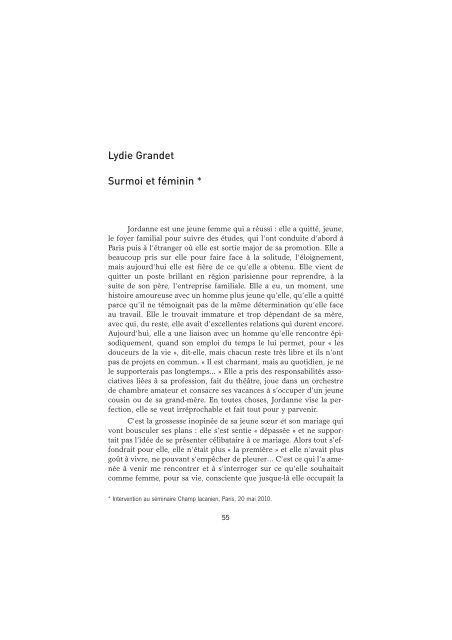 Lydie Grandet Surmoi et féminin * - Ecole de Psychanalyse des ...