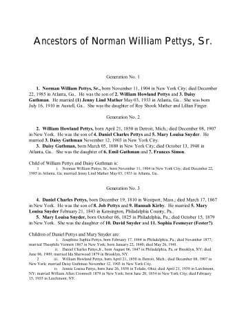 Ancestors of Norman William Pettys, Sr. - Bellsouthpwp.net