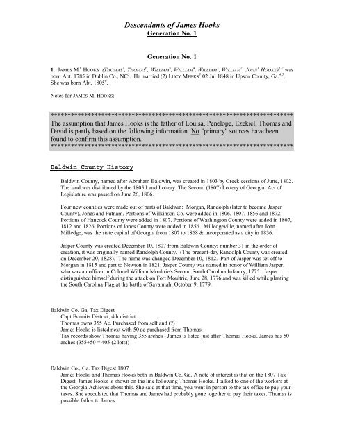 Descendants of James Hooks