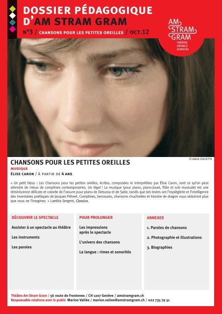 dossier pédagogique d'am stram gram n°3 / chansons pour les ...