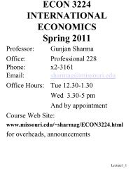 ECON 340 INTERNATIONAL ECONOMICS - University of Missouri