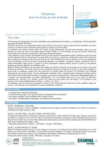 Voir la fiche technique (PDF) - Chamina Voyages