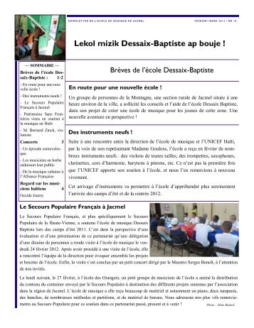 Newsletter # 10 - Ecole de Musique Dessaix-Baptiste
