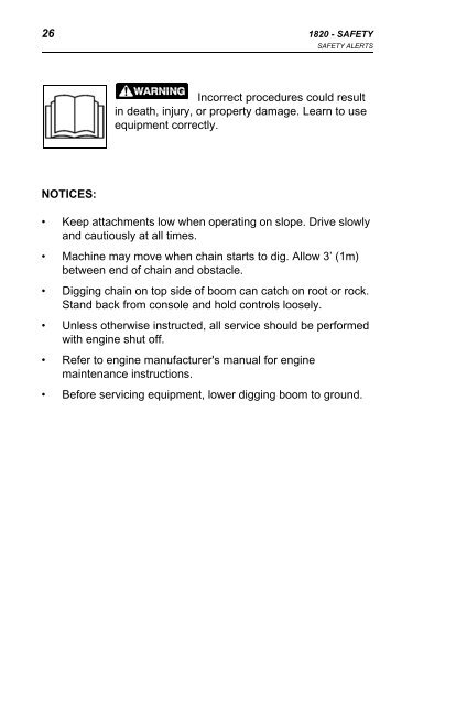 Ditch Witch 1820 Operators Manual - Ben's Rental and Sales