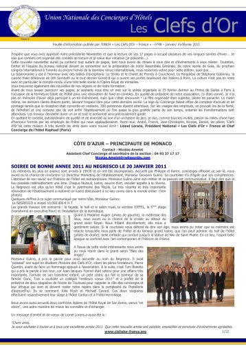 Newsletter N° 48 - Les clefs d'or France