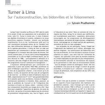 Turner à Lima. Sur l'autoconstruction, les bidonvilles ... - Revue Geste