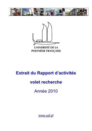 Rapport d'activités 2010 - Partie Recherche - Université de la ...