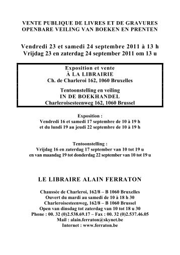 Vendredi 23 et samedi 24 septembre 2011 à 13 h ... - Bibliorare