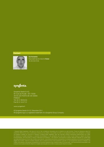Catalogue 2012 des variétés Epinard Industrie - Syngenta