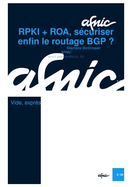 RPKI + ROA, sécuriser enfin le routage BGP ? - frnog