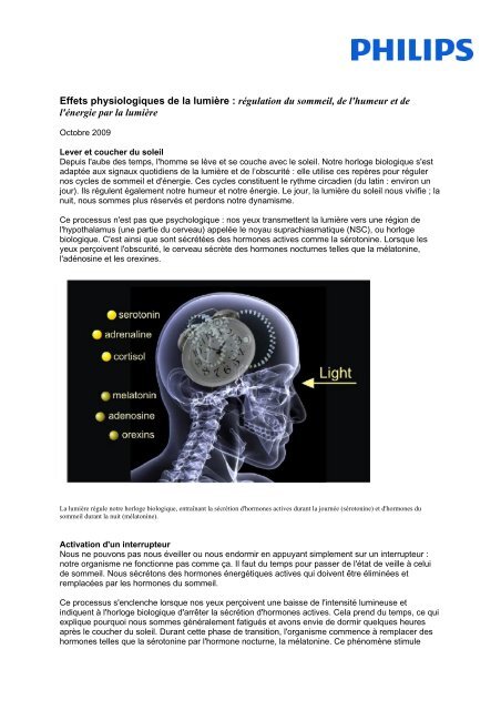 Effets physiologiques de la lumière : régulation du sommeil ... - Philips