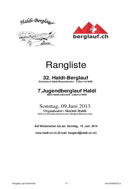 Rangliste - Luftseilbahn Haldi, Schattdorf