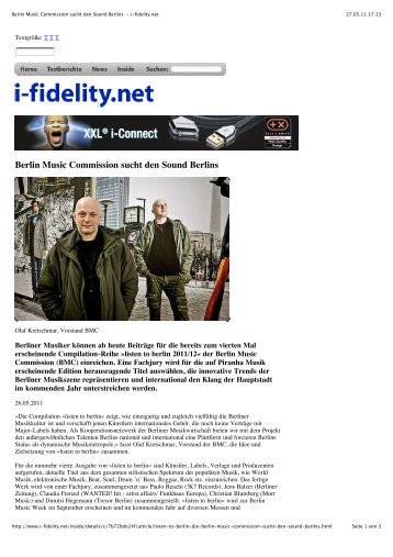 Berlin Music Commission sucht den Sound Berlins - i-fidelity.net