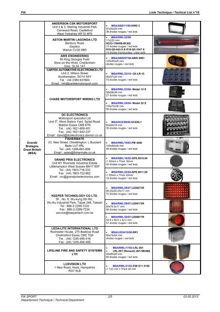 LISTE DES FEUX DE PLUIE HOMOLOGUES PAR LES ASN ET ... - Fia