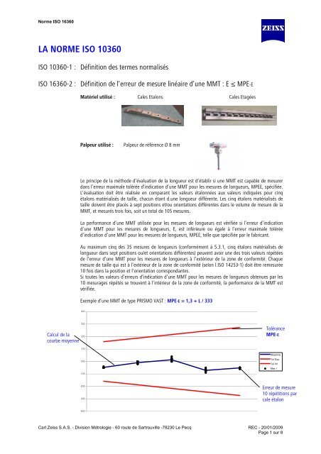 LA NORME ISO 10360 - Carl Zeiss SAS