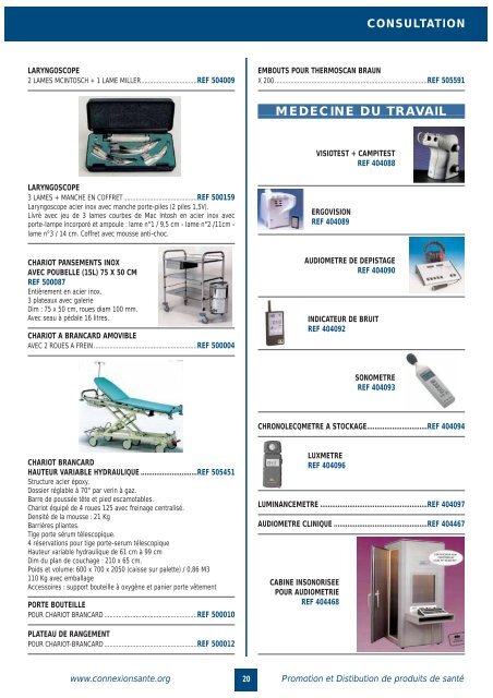 Catalogue des produits de consulation - Connexion santé