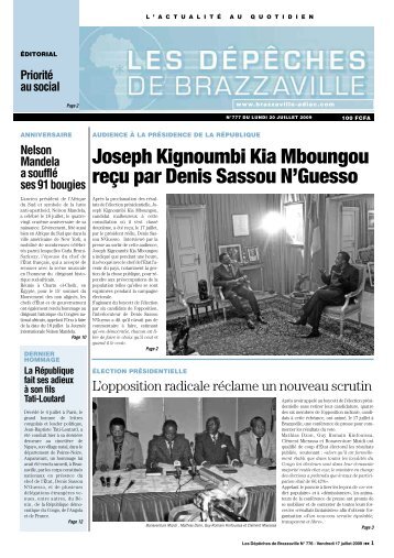 Joseph Kignoumbi Kia Mboungou reçu par Denis Sassou N'Guesso