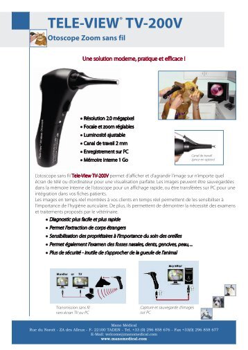 Télécharger la documentation Vidéo - Otoscope ... - Mano Médical