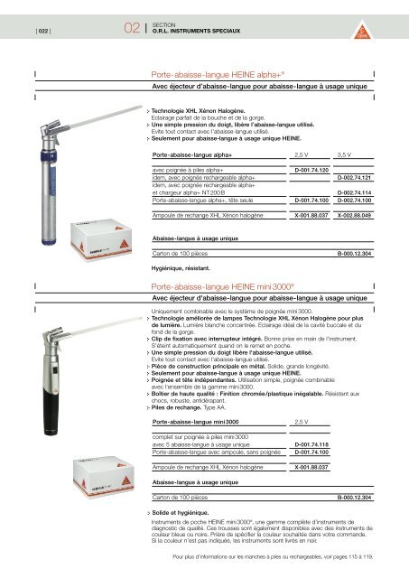 2009 HEINE CATALOGUE GENERAL MEDECINE - innova