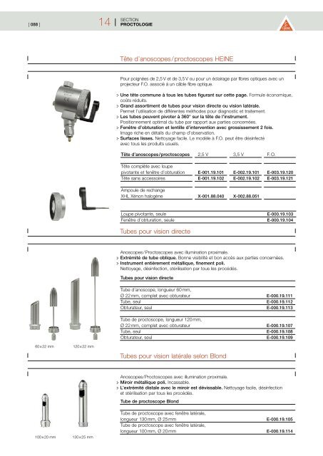 2009 HEINE CATALOGUE GENERAL MEDECINE - innova