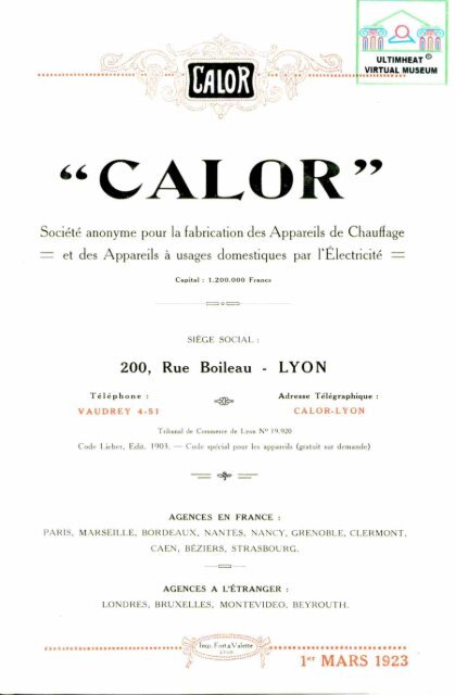 calor 1923 catalogue - Ultimheat
