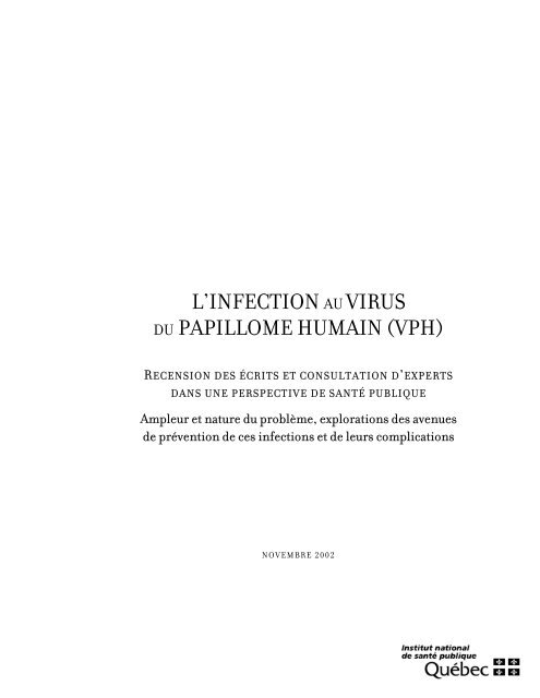 L'infection au virus du papillome humain (VPH) - Institut national de ...