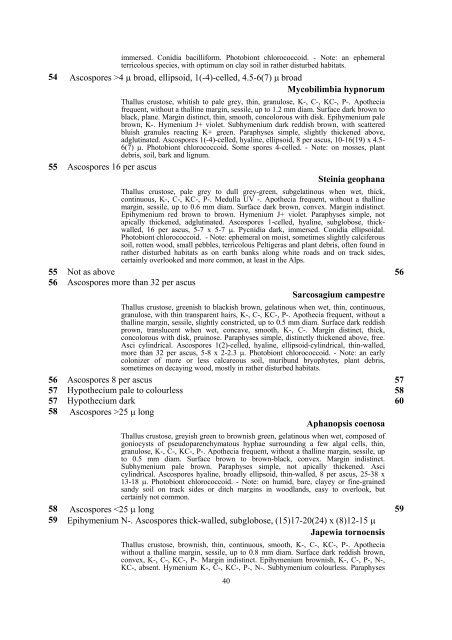 KEY to terricolous lichens - italic