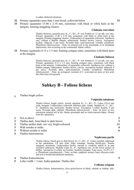 KEY to terricolous lichens - italic