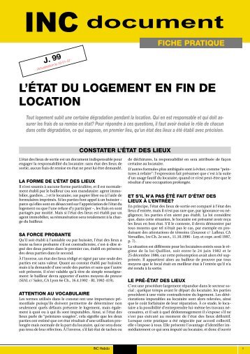 L'état du logement en fin de location