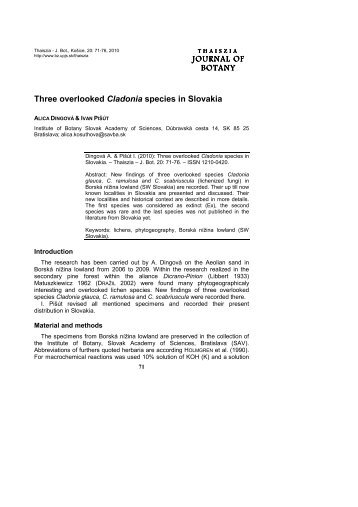 JOURNAL OF JOURNAL OF BOTANY Three overlooked Cladonia ...