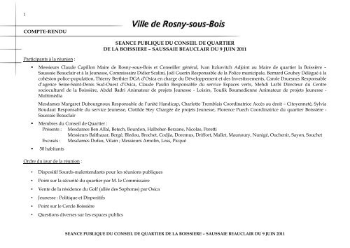 RELEVE DE DECISION - Site officiel de la ville de Rosny-sous-Bois