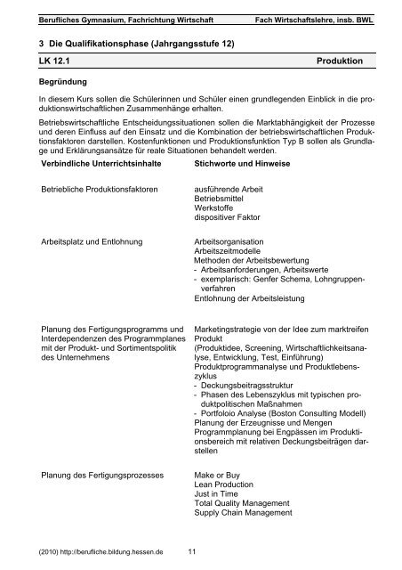 Lehrplan Berufliches Gymnasium Fachrichtung Wirtschaft Fach ...