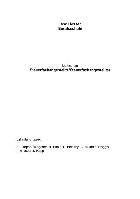 Lehrplan Steuerfachangestellte - Berufliche Bildung in Hessen