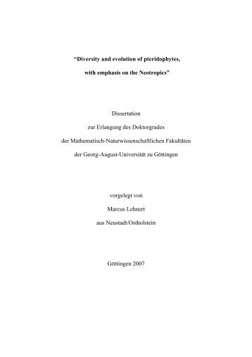 “Diversity and evolution of pteridophytes, with emphasis on ... - eDiss