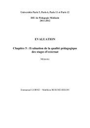 Evaluation de la qualité pédagogique des stages d'externat - UPMC