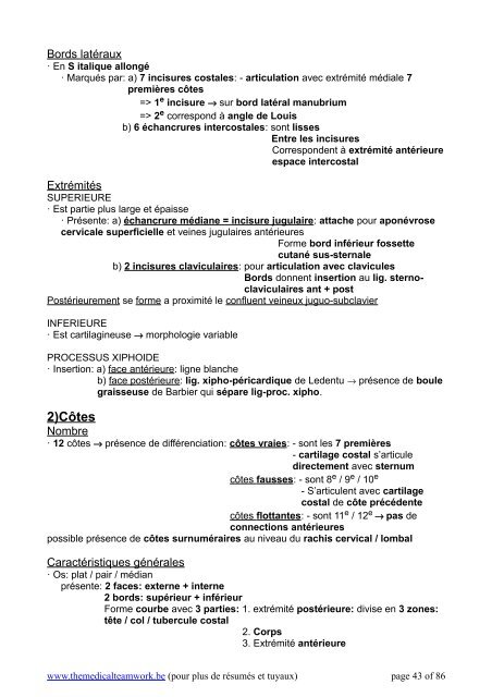 Anatomie osteologie resume v1.2 - TMT - The Medical Teamwork