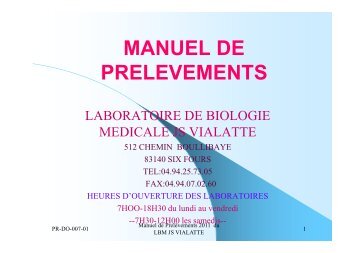 notre guide du prélèvement - Laboratoire d'analyses médicales ...