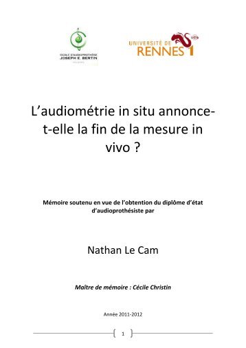 L'audiométrie in situ annonce - Association humanitaire de ...