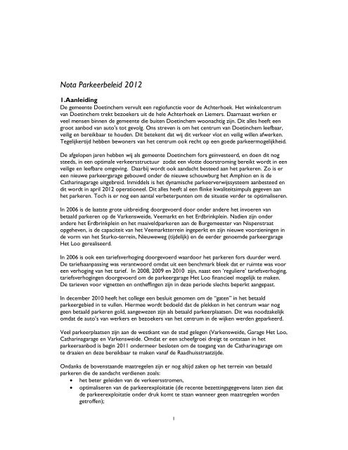 Nota parkeerbeleid 2012 incl parkeernormen